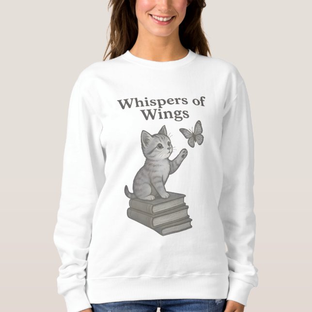 Moletom Whispers of Wings: Magical Cat, Butterfly & Book (Frente)