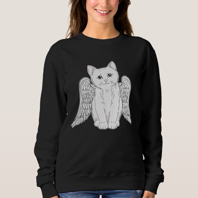 Moletom White Cat with Angel Wings Kitten Artwork for Wome (Frente)