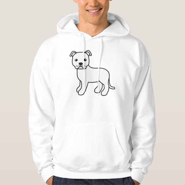 Moletom White Staffordshire Bull Terrier Cartoon (Frente)