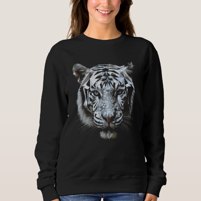 Moletom White tiger polygon  animal motif tiger (Frente)