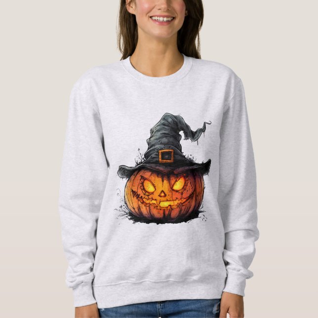 Moletom Wicked Pumpkin Witch Hat Halloween T-Shirt (Frente)