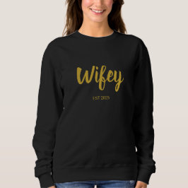 Moletom Wifey Custom Gold Bride, Fiance Gift
