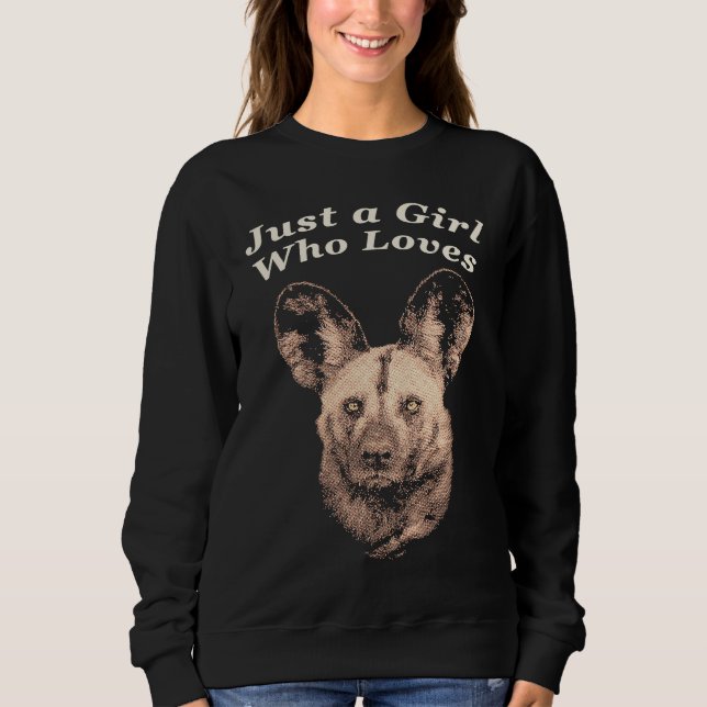 Moletom Wild Dog Close up Picture with Text Just a Girl Wh (Frente)