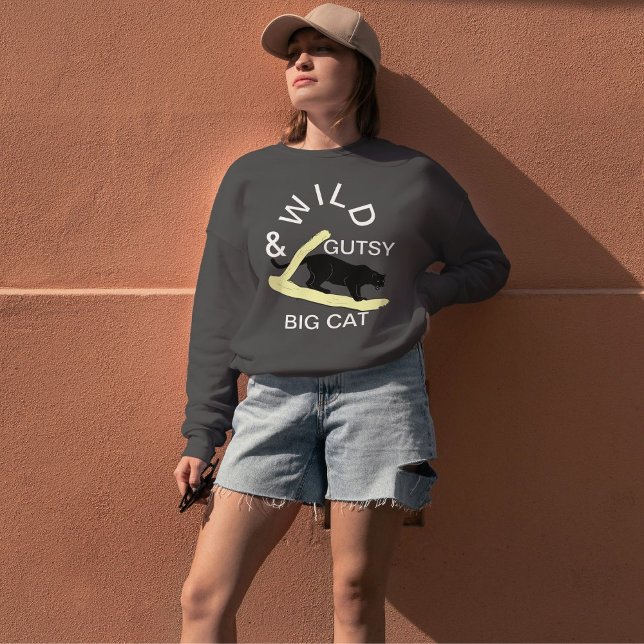 Moletom Wild Gutsy Cat Vibes Personalização Minimalista Fe (Criador carregado)