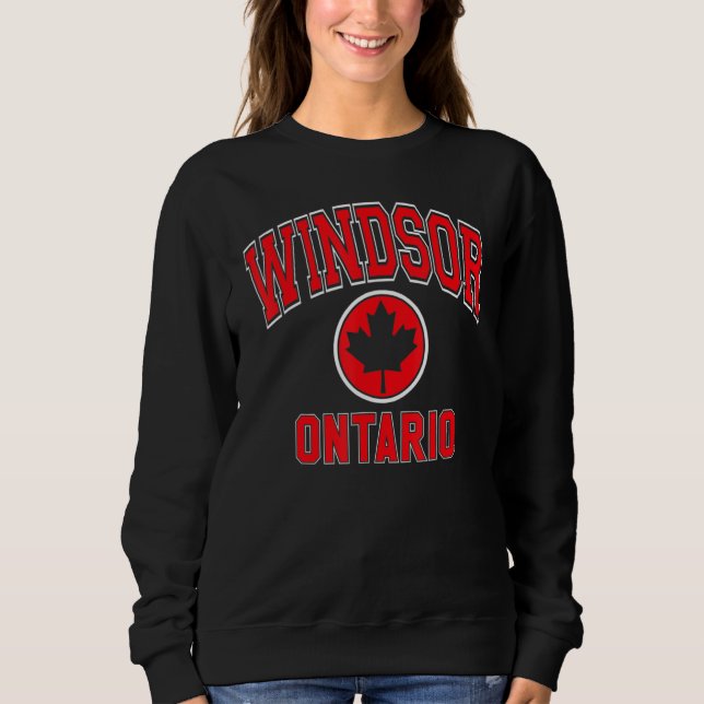Moletom Windsor Canada Maple Leaf Circle Varsity Style Red (Frente)