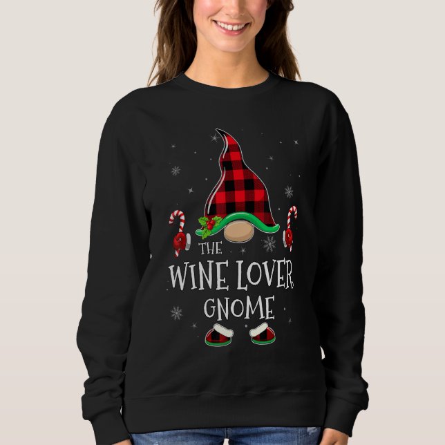 Moletom Wine  Gnome Buffalo Plaid Matching Family Christma (Frente)