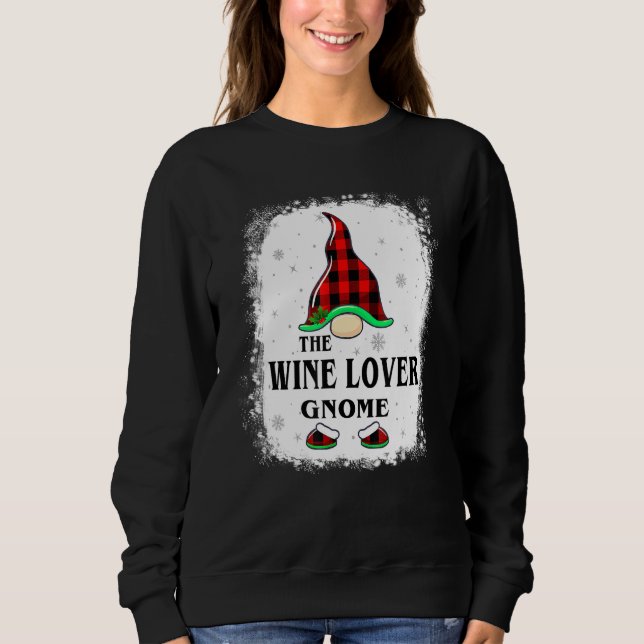 Moletom Wine  Gnome Buffalo Plaid Matching Family Xmas Paj (Frente)