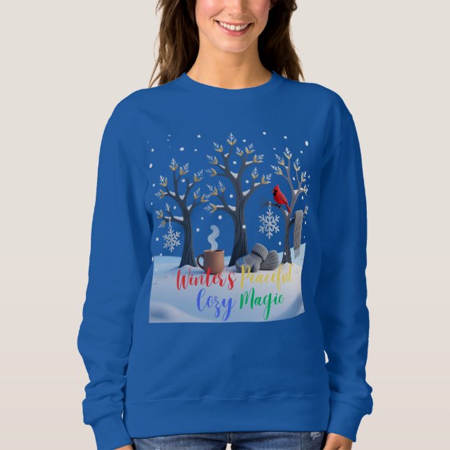 Moletom Winter's Peaceful Cozy Magic Frosty Trees Design (Frente)