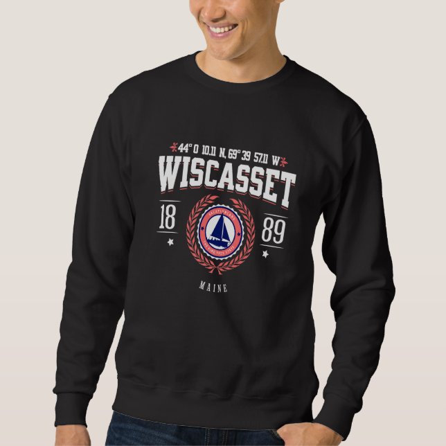 Moletom Wiscasset Maine Nautical Sailboat Beach Souvenir   (Frente)