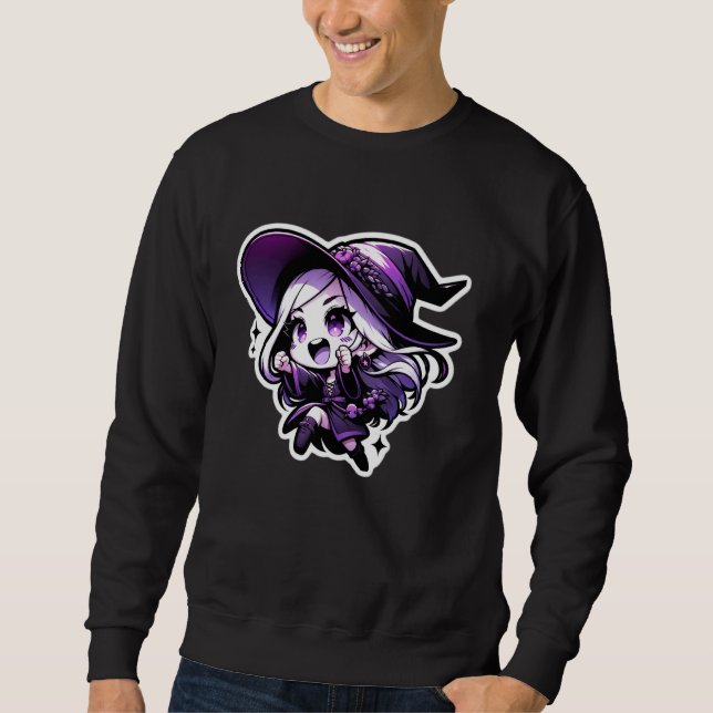 Moletom Witchy Fun Uwu Chibi Anime Kawaii Otaku Halloween  (Frente)
