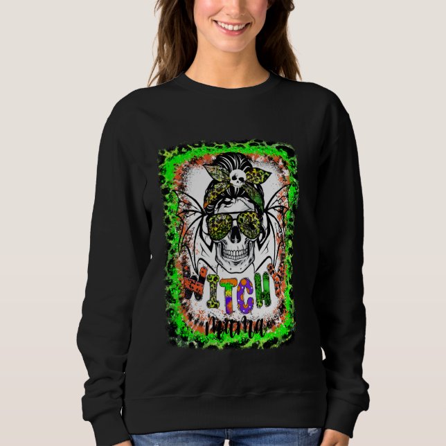 Moletom Witchy Mama Halloween Skull Witch Mamãe Mulheres L (Frente)