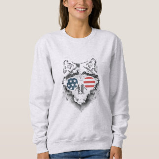 Moletom Wolf Art com a bandeira americana Óculos de sol