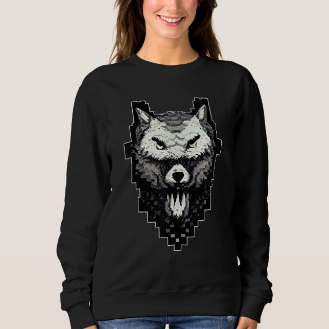 Moletom Wolf Head Pixel 8 Bit Retro Video Game (Frente)