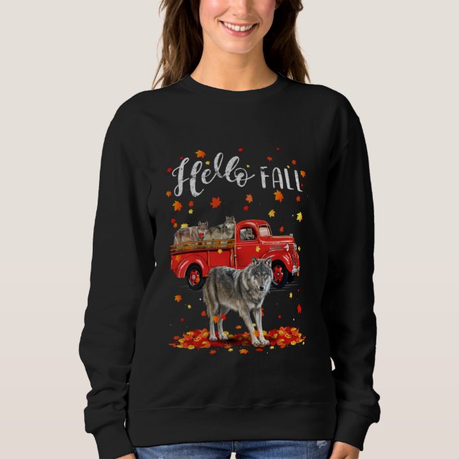 Moletom Wolf Leaf Autumn Happy Fall Y Red Truck (Frente)