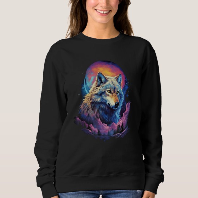 Moletom Wolf Moon Howling Lone Engraçado Lobos empinados (Frente)