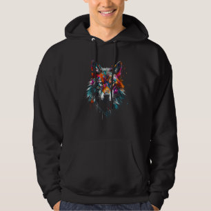 Moletom Wolf Polygon Trabalho de arte Animal Motif Wolf