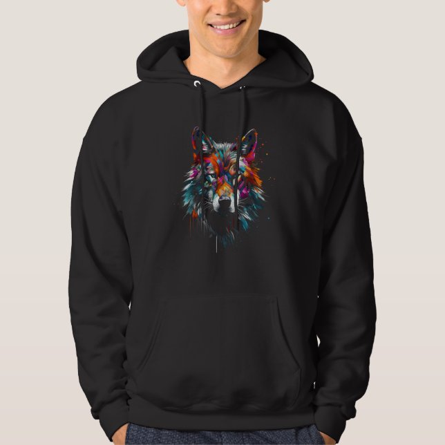 Moletom Wolf Polygon Trabalho de arte Animal Motif Wolf (Frente)