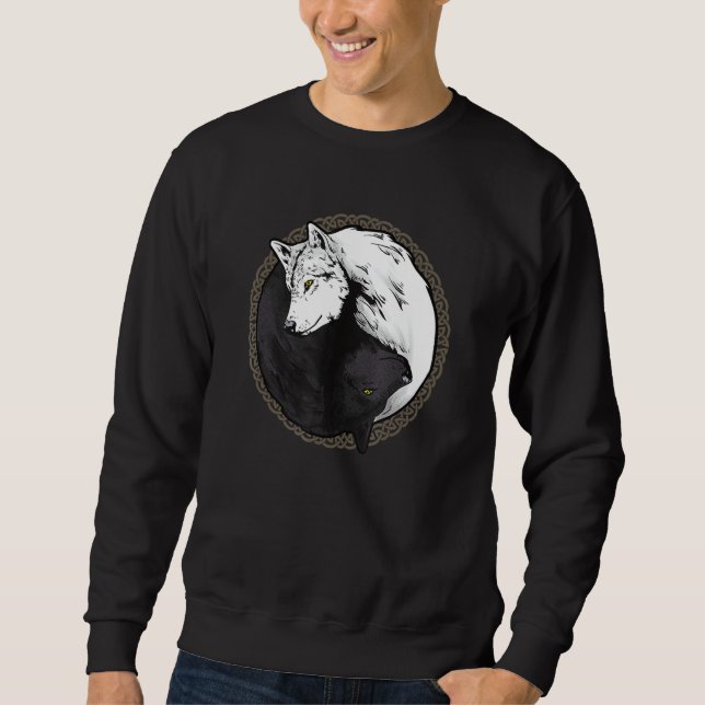 Moletom Wolf Shirts, Yin Yang Wolves Animal Gift (Frente)