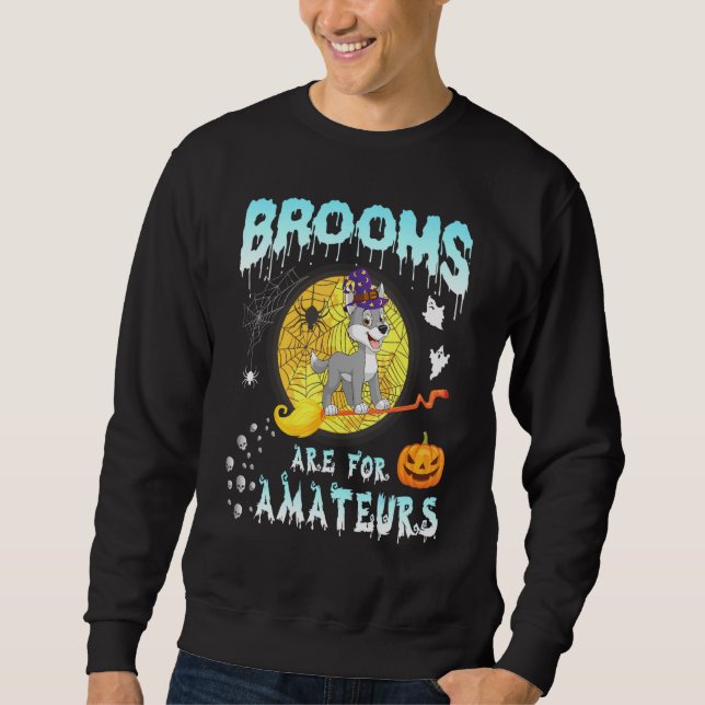 Moletom Wolf Witying On Moon Ghosts Brooms É Para Am (Frente)