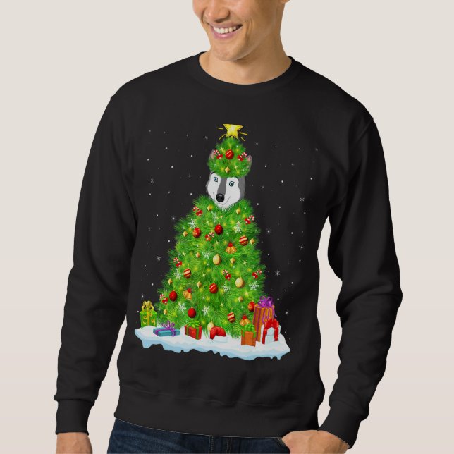 Moletom Wolf Xmas Lighting Tree Funny Wolf Natal (Frente)
