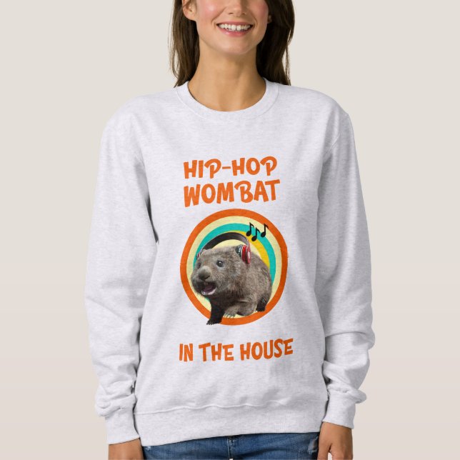 Moletom Wombat de Hip-hop Engraçado em Casa (Frente)