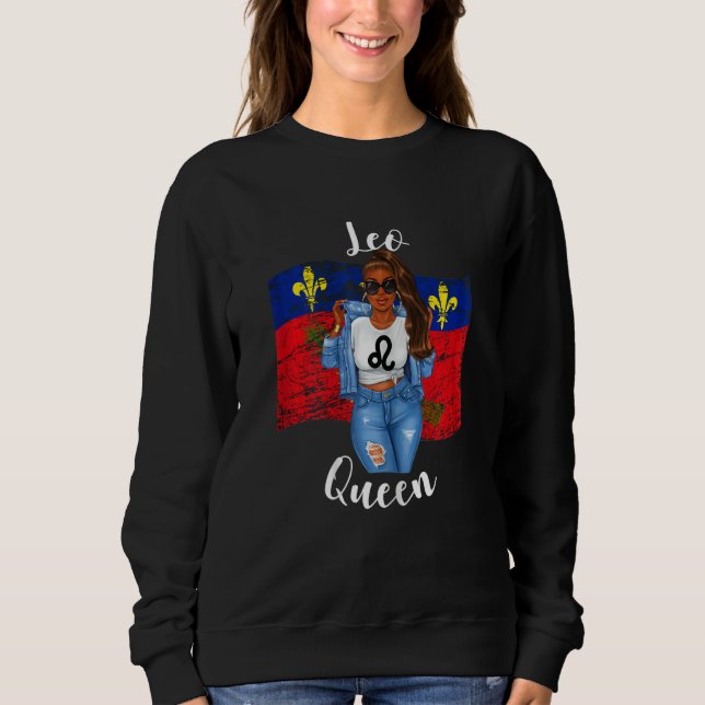 Moletom Womens Afro Guadeloupe Leo Queen Flag of Black Wom (Frente)