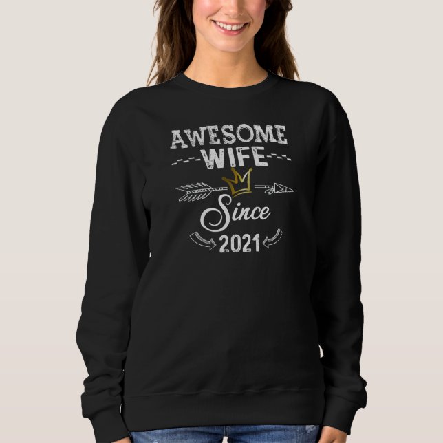 Moletom Womens Awesome Wife Since 2021 Wedding Anniversary (Frente)