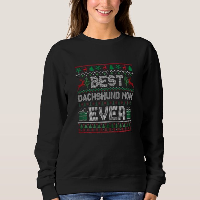 Moletom Womens Best Dachshund Mom Ever Christmas Pajamas M (Frente)