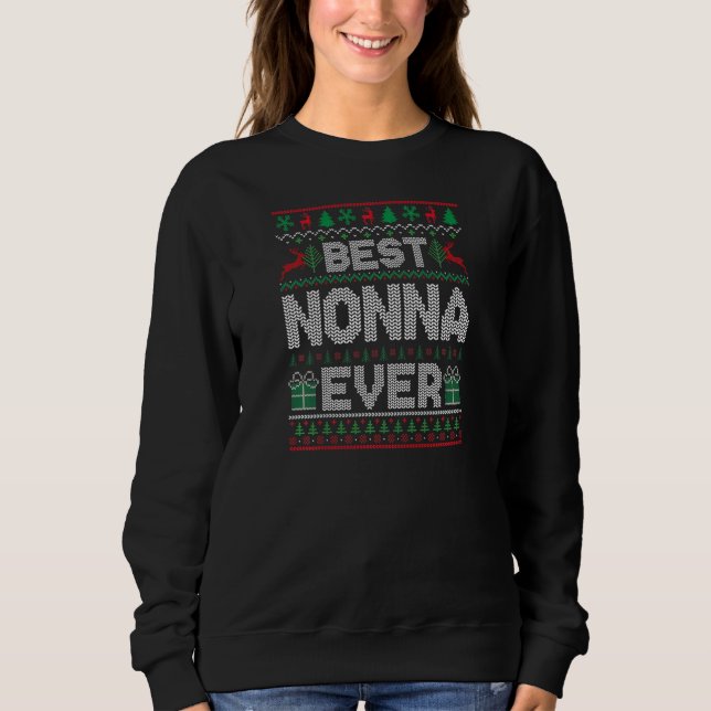 Moletom Womens Best Nonna Ever Christmas Pajamas Matching  (Frente)