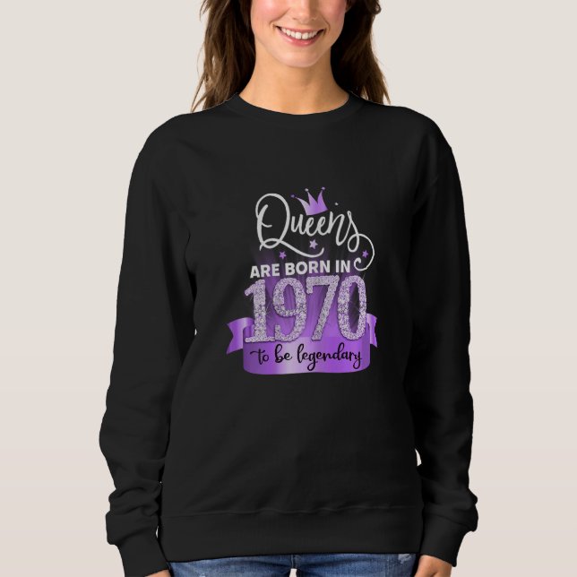 Moletom Womens Born In 1970 I Elegant Purple Black Party O (Frente)