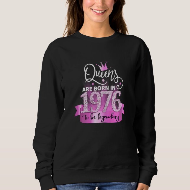Moletom Womens Born In 1976 I Elegant Pink Black Party Out (Frente)