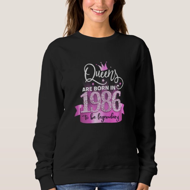 Moletom Womens Born In 1986 I Elegant Pink Black Party Out (Frente)