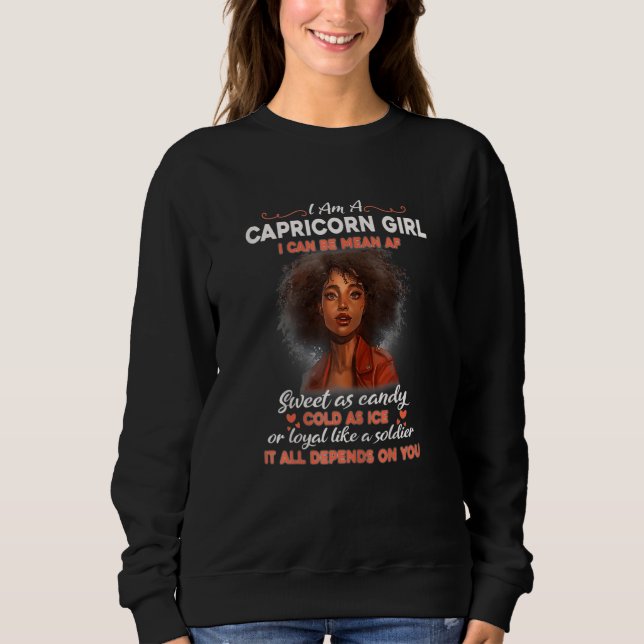 Moletom Womens Capricorn Zodiac Bday Black Woman African M (Frente)