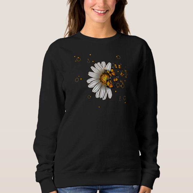 Moletom Womens Chamomile flowers butterflies glow wildlife (Frente)