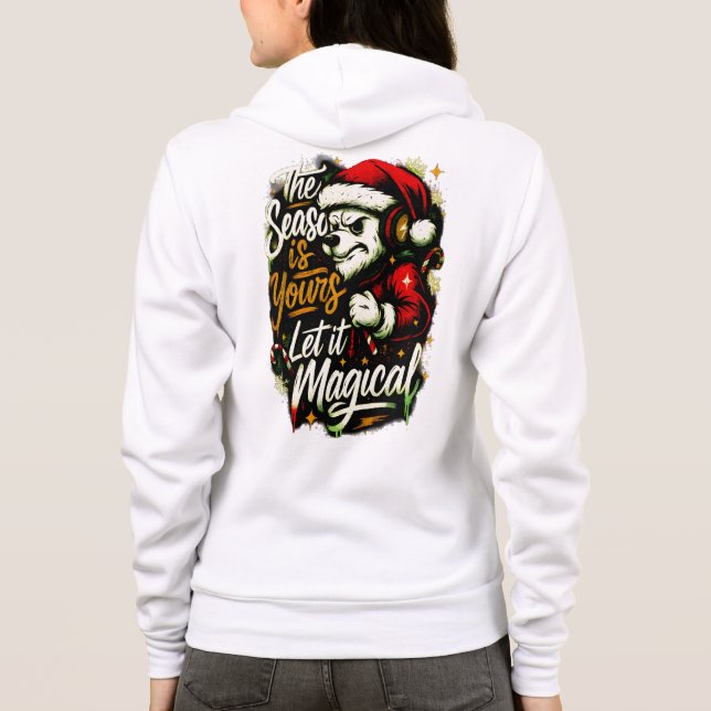 Moletom Women's Cozy Christmas Bear DJ Holiday Hoodie (Verso)