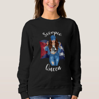 Moletom Womens Cuban Scorpio Queen Of Cuba Flag Zodiac Sym