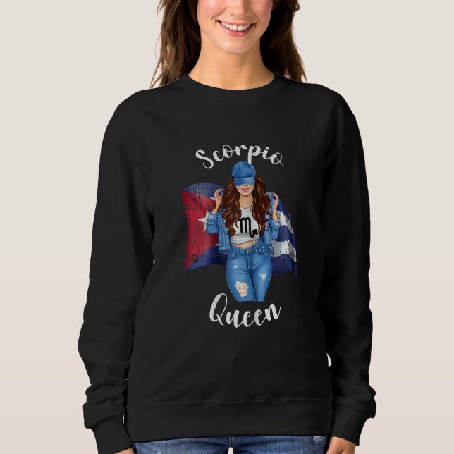 Moletom Womens Cuban Scorpio Queen Of Cuba Flag Zodiac Sym (Frente)