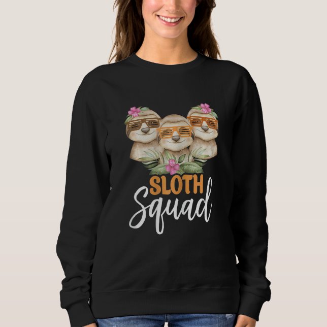 Moletom Womens Cute Sloth Squad   Retro 80s Style Matching (Frente)