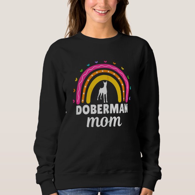 Moletom Womens Doberman Mãe Rainbow Dobie Mãe Doberman Pin (Frente)