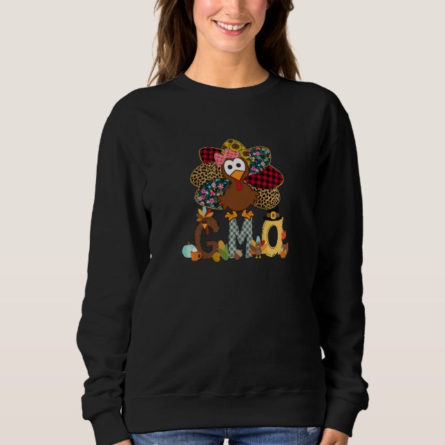 Moletom Womens Fall Turkey Gma  Thanksgiving Doodle Grandm (Frente)