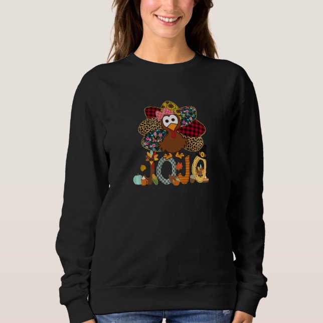 Moletom Womens Fall Turkey Jojo  Thanksgiving Doodle Grand (Frente)
