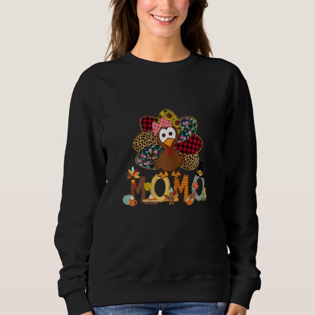 Moletom Womens Fall Turkey Momo    Thanksgiving Doodle Gra (Frente)