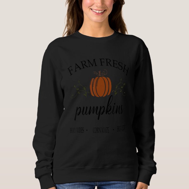 Moletom Womens Farm Fresh Pumpkins Autumn Fall Thanksgivin (Frente)