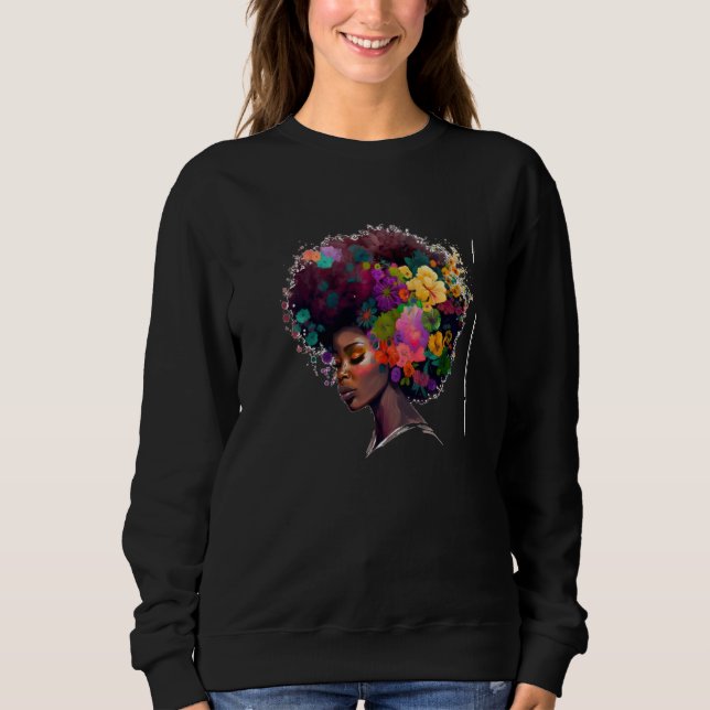 Moletom Womens Flower Afro Black Women African American  1 (Frente)