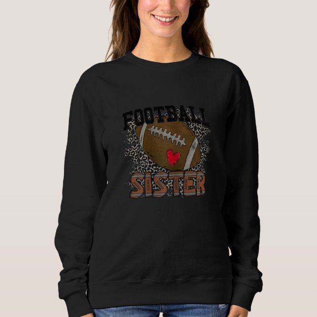 Moletom Womens Football Sister with Leopard Background Pri (Frente)