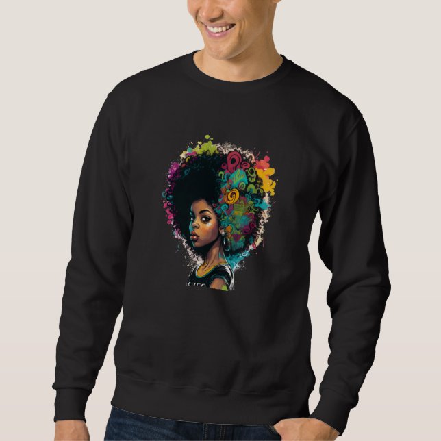 Moletom Womens Graffiti Afro Black Women African American  (Frente)