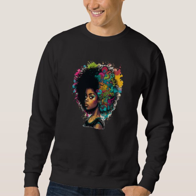 Moletom Womens Graffiti Afro Black Women African American  (Frente)