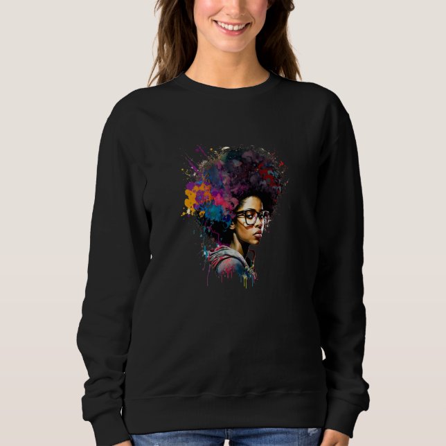 Moletom Womens Graffiti Afro Black Women African American  (Frente)
