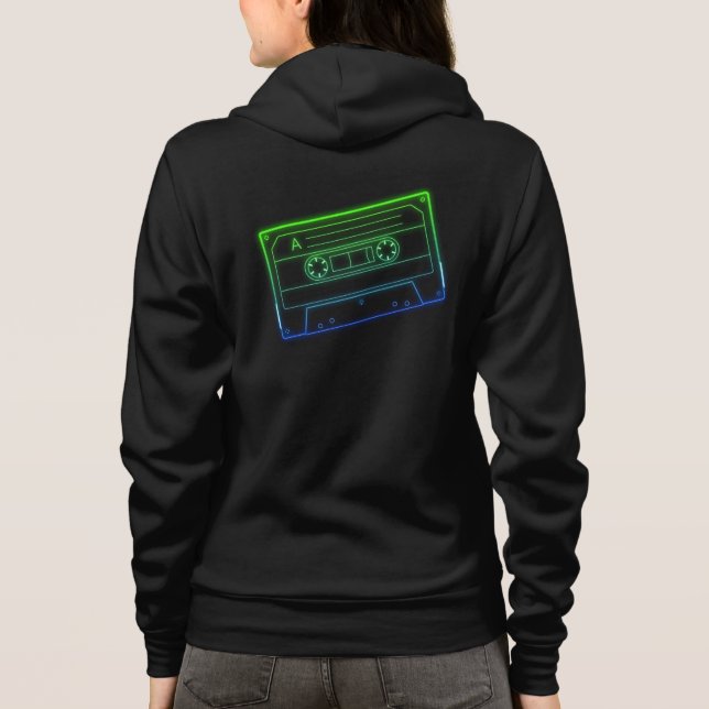 Moletom Women's Hoodie Neon Green/Dark Blue Audio Cassette (Verso)