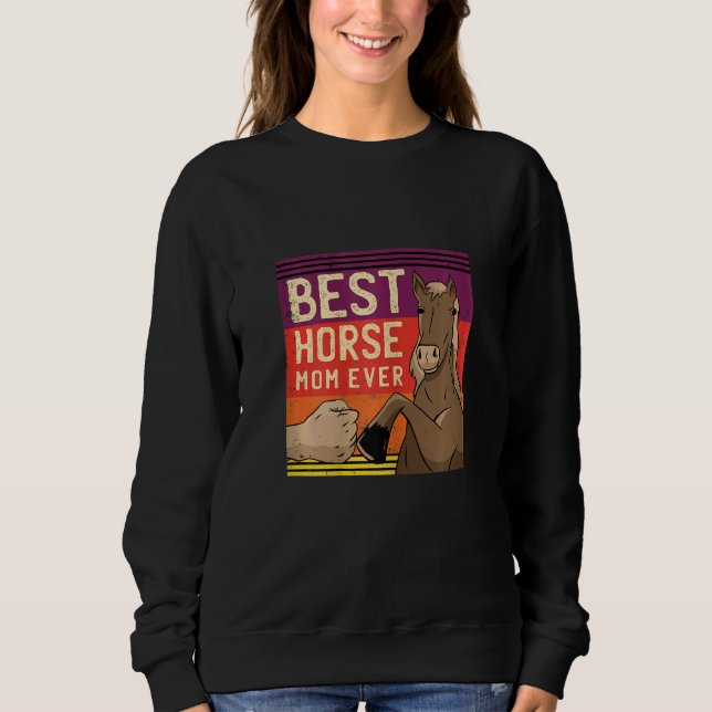 Moletom Womens Horseback Riding Best Horse Mom Equestrian  (Frente)